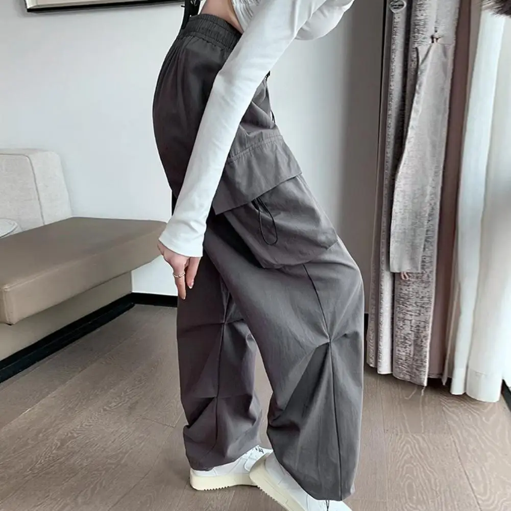 

Versatile Women Trousers Versatile Women's Cargo Pants Elastic Waist Quick-drying Fabric Wide-legged Overalls for Sports