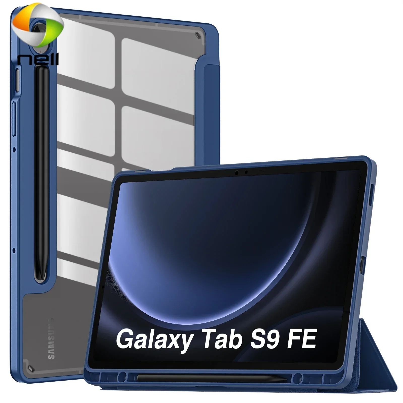 

Чехол для Samsung Galaxy Tab S9 FE 5G 2023, с держателем для ручки S, тонкий, легкий, тройной, чехол из ТПУ, прозрачный чехол для ПК