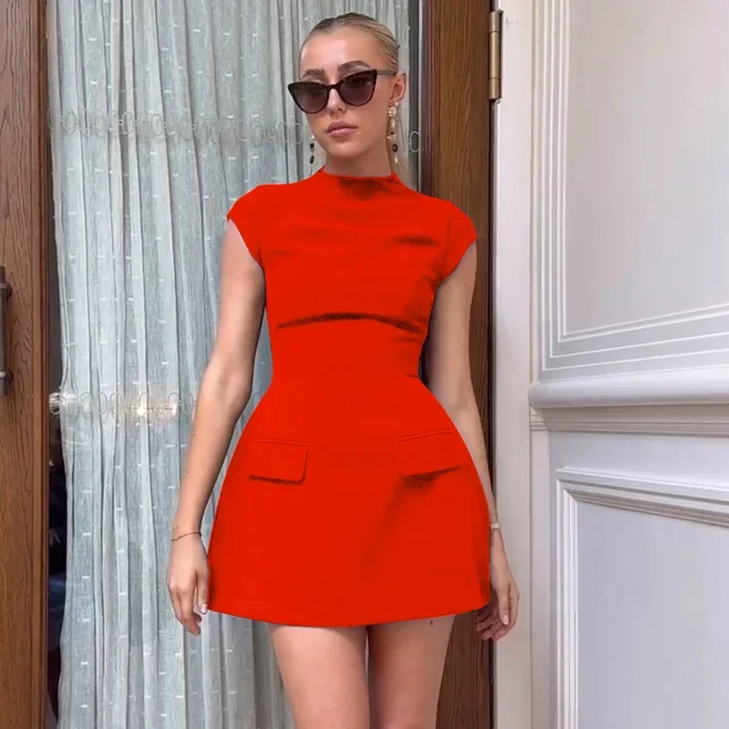 Vestido feminino elegante festa verão manga curta preto mini vestidos casuais streetwear clubwear sexy magro senhora vestido