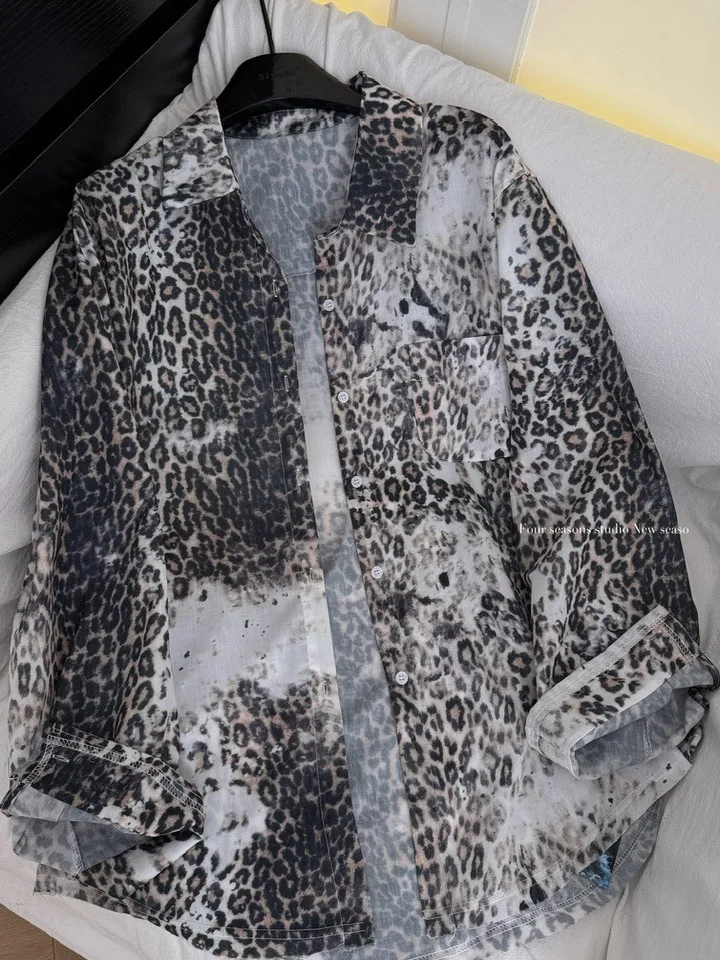 Csa Hoada de Manga Larga con Estampado de Leopardo para Mujer, Estilo Casual de Otoño, Csa de Tela de Poliéster Resis...