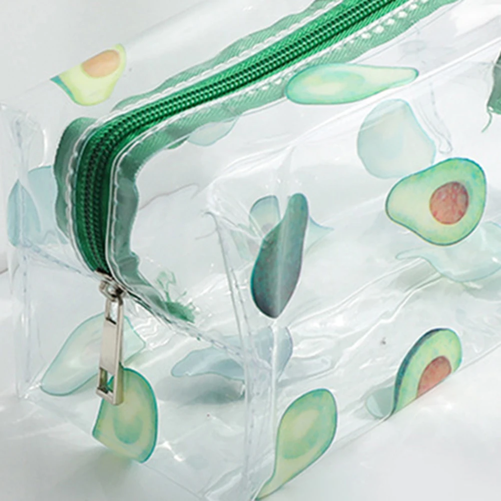 Organizer cosmetico in PVC trasparente Custodia per trucco trasparente con frutta e avocado Custodia multifunzione impermeabile per penne da donna e ragazza