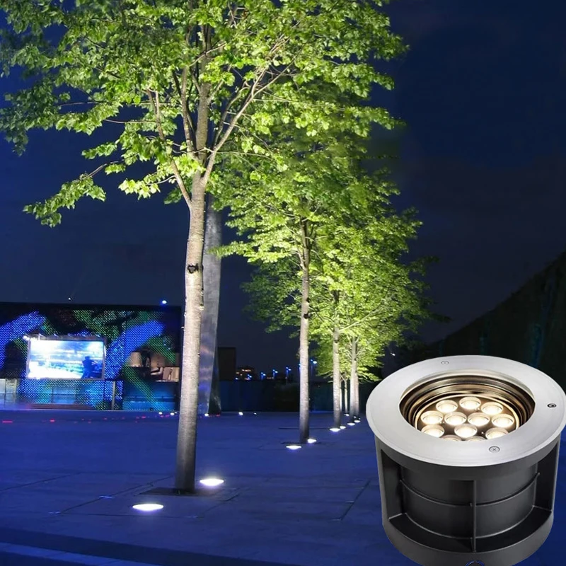 

Outdoor Waterproof 18w Underground Light Embedded Tree Lighting AC 110/240V Round Stainless Steel Garden Light Emitting Diod
