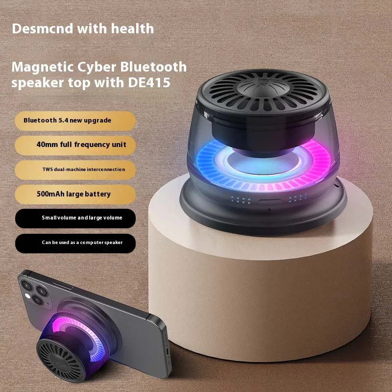 

RGB Atmosphere Light Magnetic Suction Stand Subwoofer Altavoz Bocinas Tws Interconnection Computer Phone Small Bluetooth Speaker
