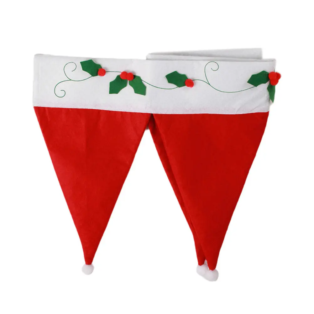 Christmas Santa Hat Curtain Valance Christmas Door Window Flag Bunting Decorations for Home Living Room (Red)