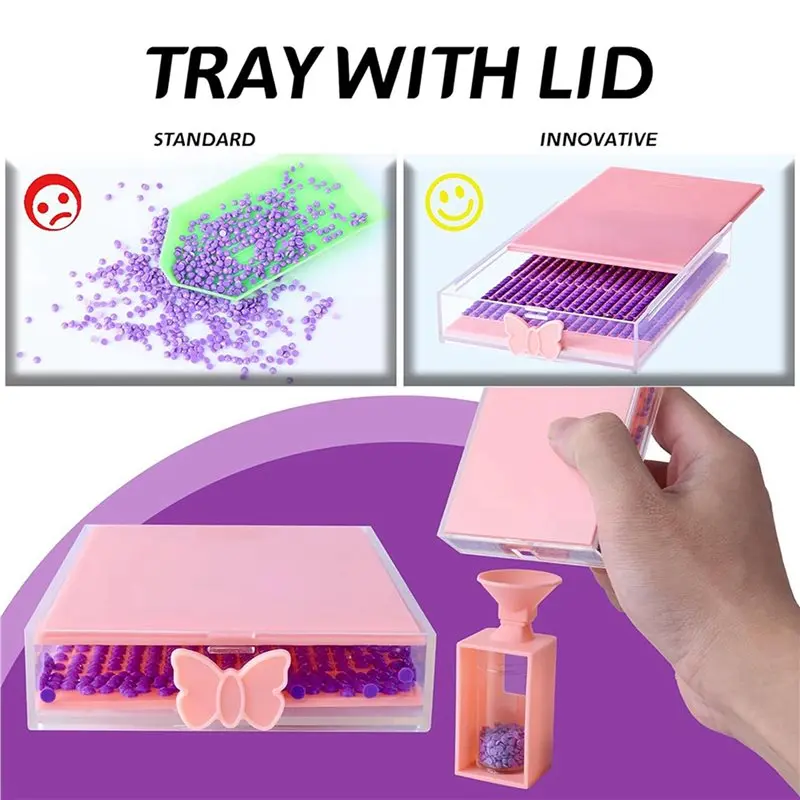 24-Pack Trabricks صواني فنية ماسية قابلة للتكديس مع أغطية، مجموعات فنية للرسم الماسي للبالغين للحرف الفنية DIY E