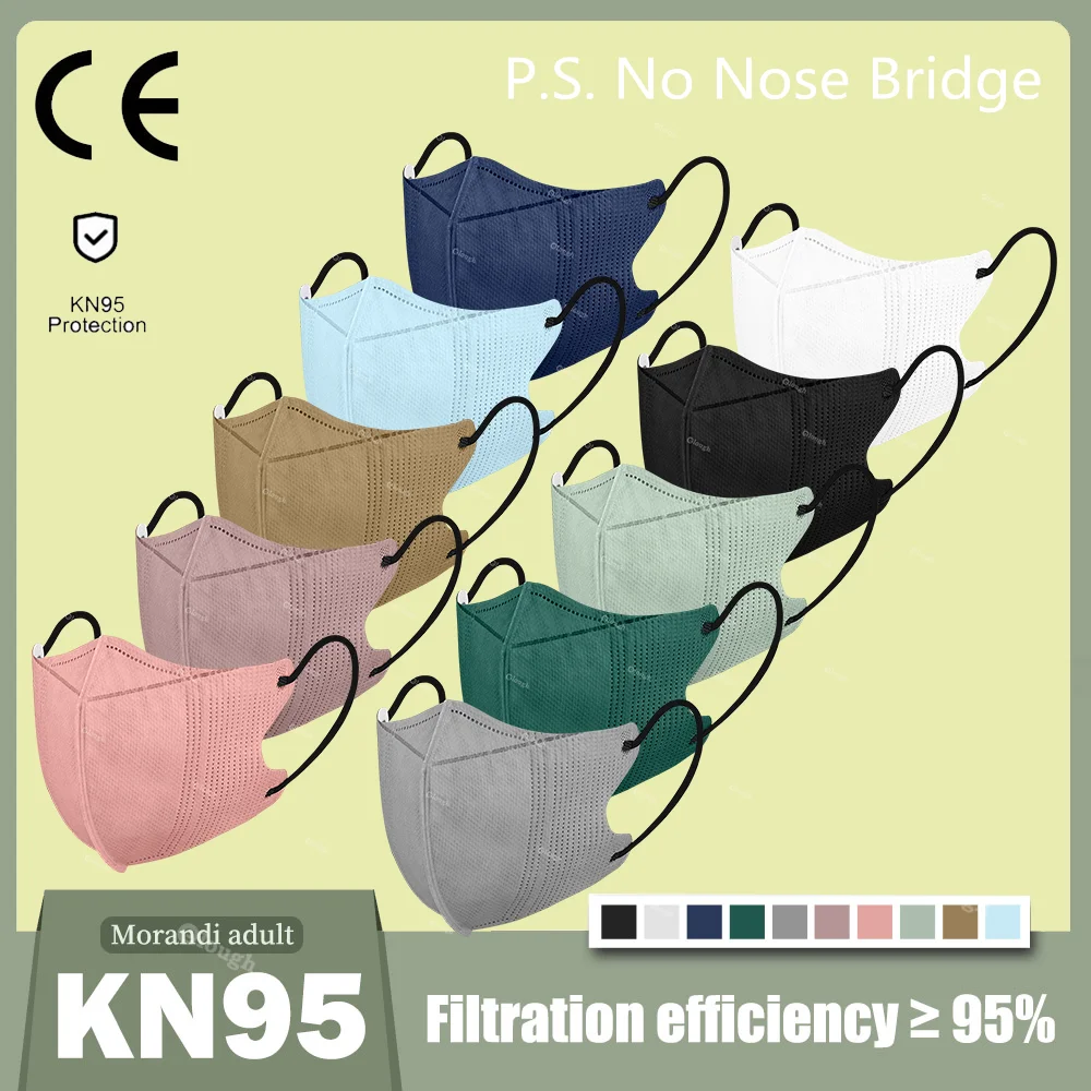 Morandi Mascarillas kn95 FPP2 Mask FFP 2 Fish korea Masks FFP2Mask Adult 4 L ayers FFP2 KN95 Respirator KN 95 Mask Black CE