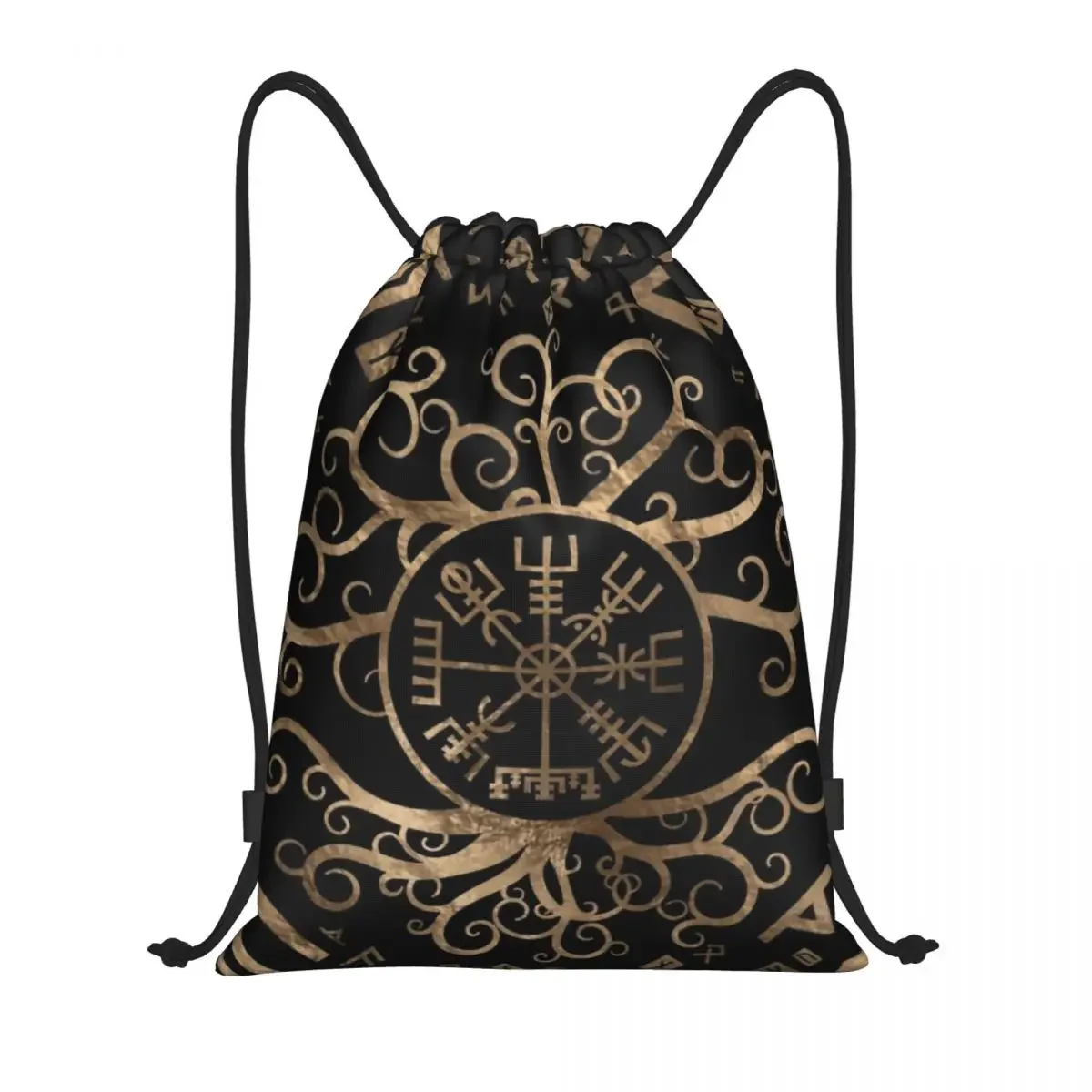 Vegvisir Tree Of Life Yggdrasil And Runes Drawstring Backpack Bags Women Lightweight Vikings Gym Sports Sackpack Sacks for Yoga