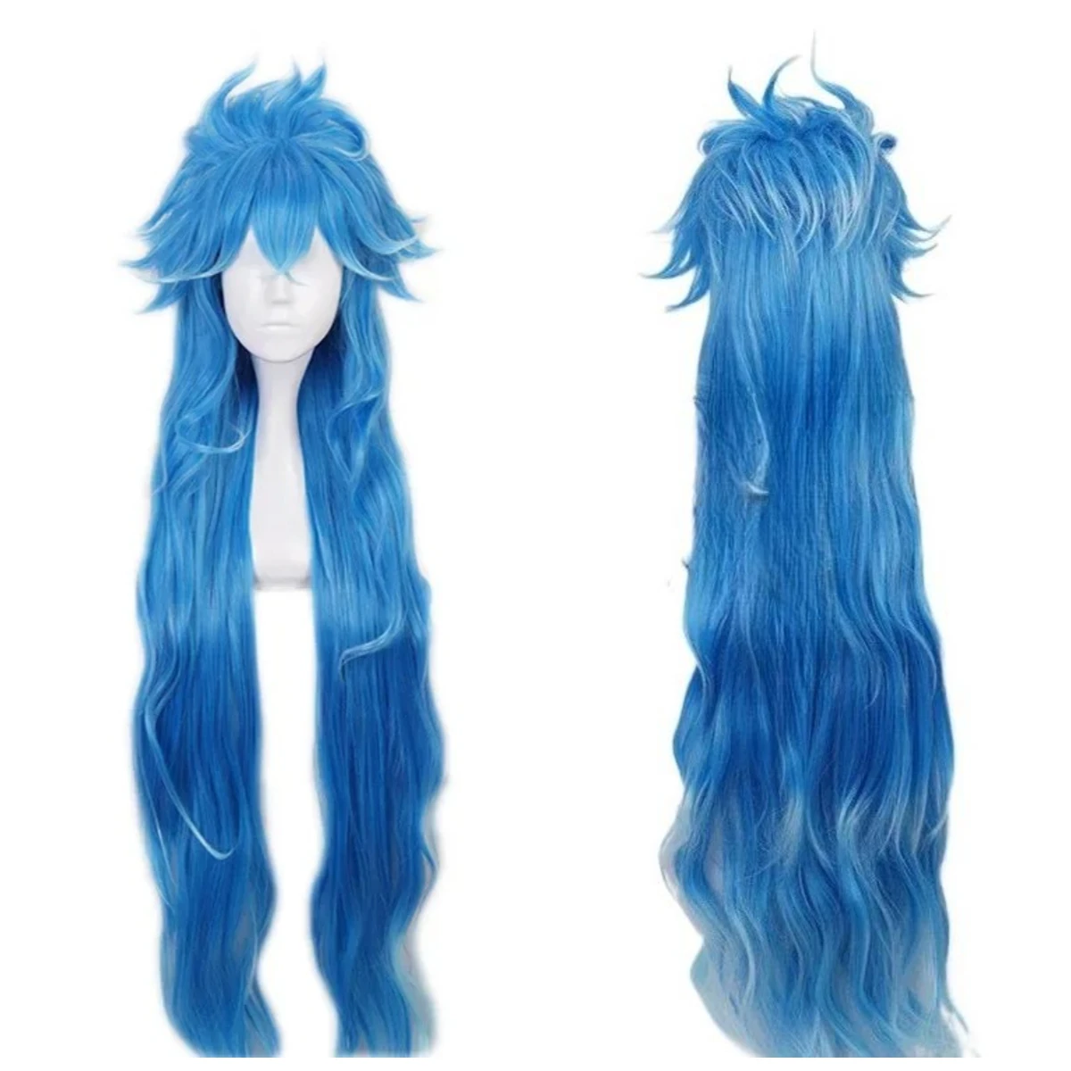 Anime Twisted Wonderland Idia Shroud Cosplay Long Blue Curly Wig Cosplay Heat Resistant Synthetic Cosplay Wigs for Halloween