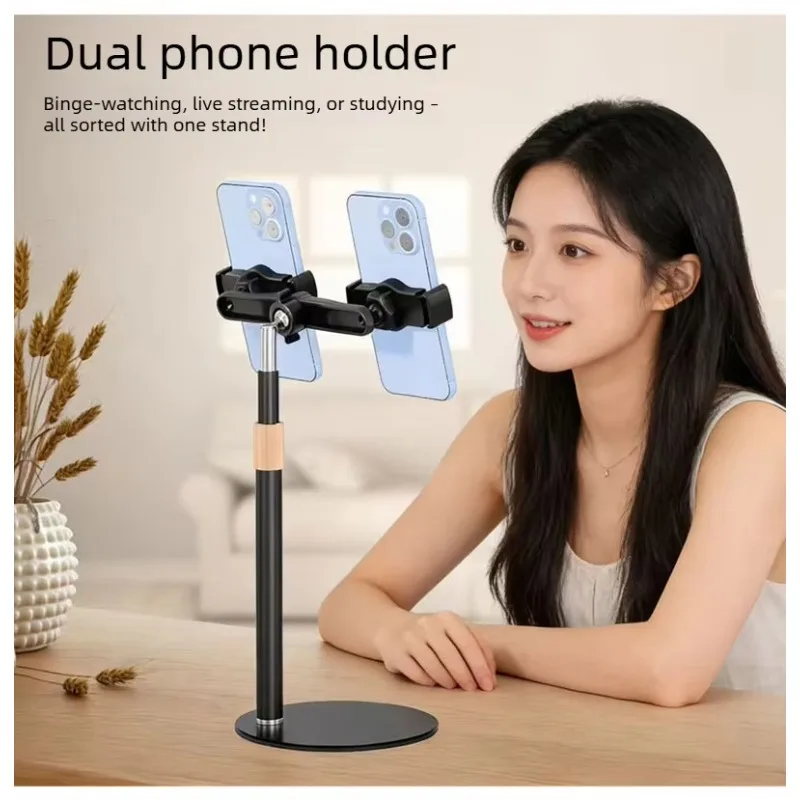 Dual-camera Position Live Streaming Holder Magnetic Mount 360° Rotating Foldable Aluminum Phone Stand