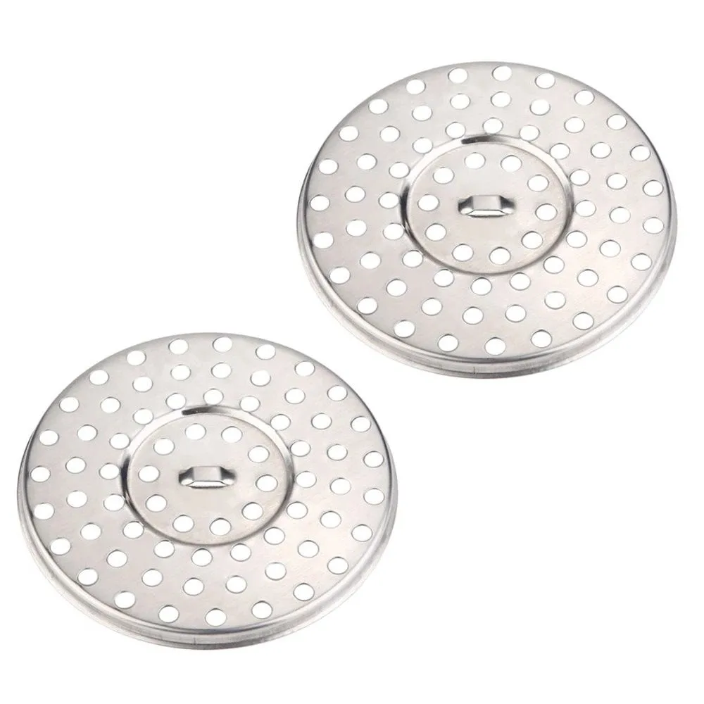 2 Pack 304 Stainless Steel Shower Floor Drain 8.5cm/3.34inch Diameter Small Holes Floor Drainage Gully Hair Catcher Flat Round