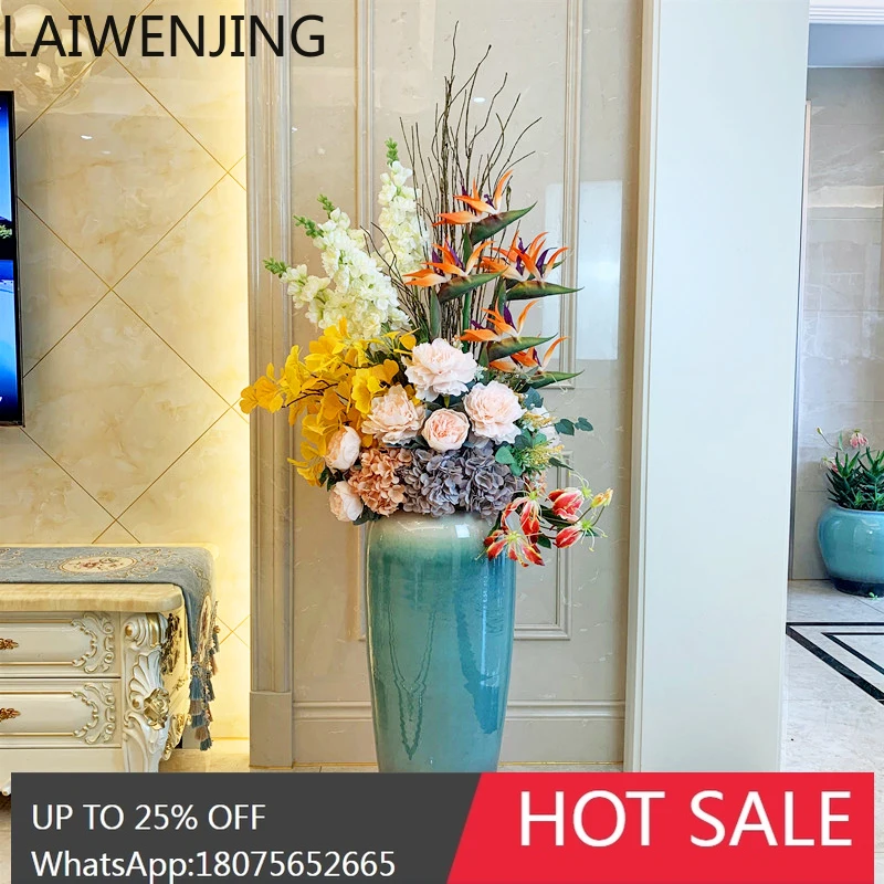 HLZ ceramic vase ornament high value living room flower arrangement simulation flower new Chinese modern light luxury decoration