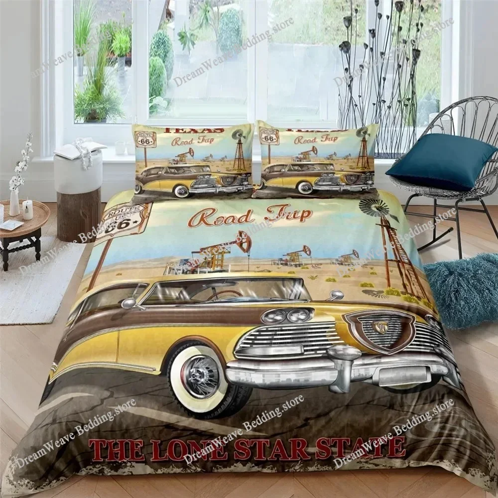 

Fashion 3d Bedding Set U.S. Route 66 Quilt Cover Motorcycle Duvet Cover Set For Kids Teens Luxury Home Textile Luxury Gift741