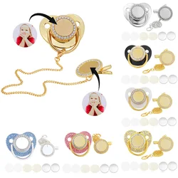 Bling Baby Pacifier Custom Blank Pacifier Newborn Babies Pacifiers with Rhinestone Pacifier Clips 6 Colors Infant Photo Nipple