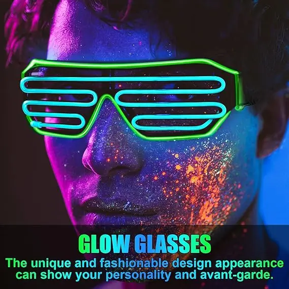 Luminous two-color louver glasses LED neon Christmas sunglasses flash glass party supplies props costumes atmosphere glasses