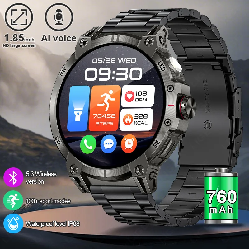 LIGE New Outdoor Smart Watch Men Compass 760mAh Ultra Long Battery Life Men Watch Sport Heart Rate Wireless Call Smartwatch Men