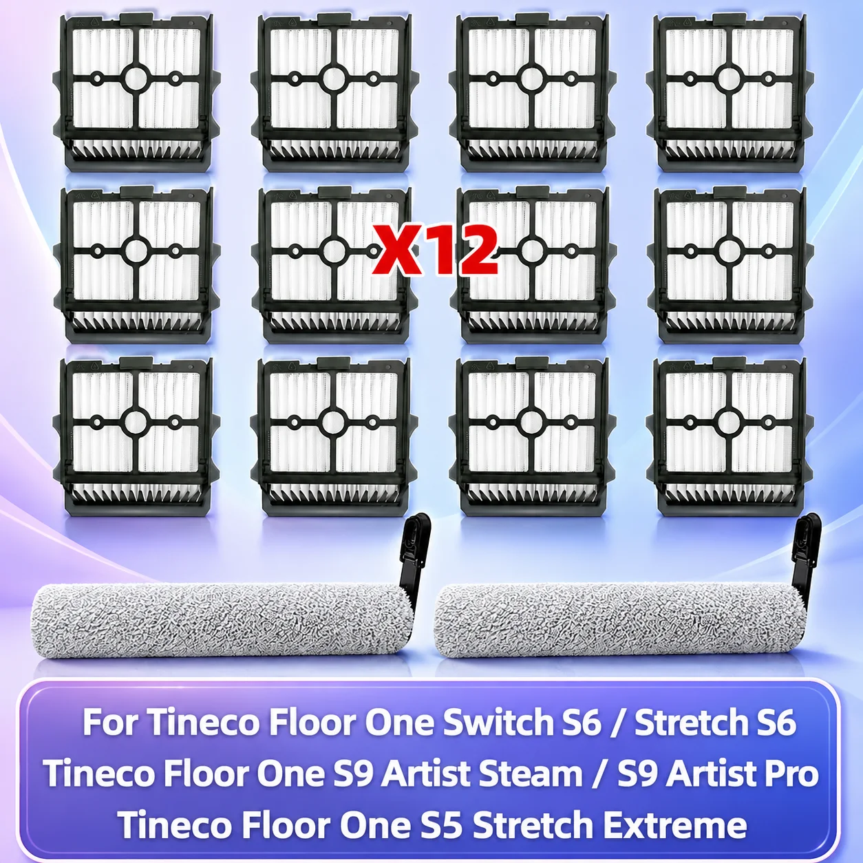 Passend für (Tineco Floor One S9 Artist Steam / Tineco Floor One S9 Artist Pro, Tineco Floor One Switch S6 / Stretch S6 / Floor One S5 Stretch Extreme) Staubsaugerteile Hauptbürstenwalze HEPA-Filter