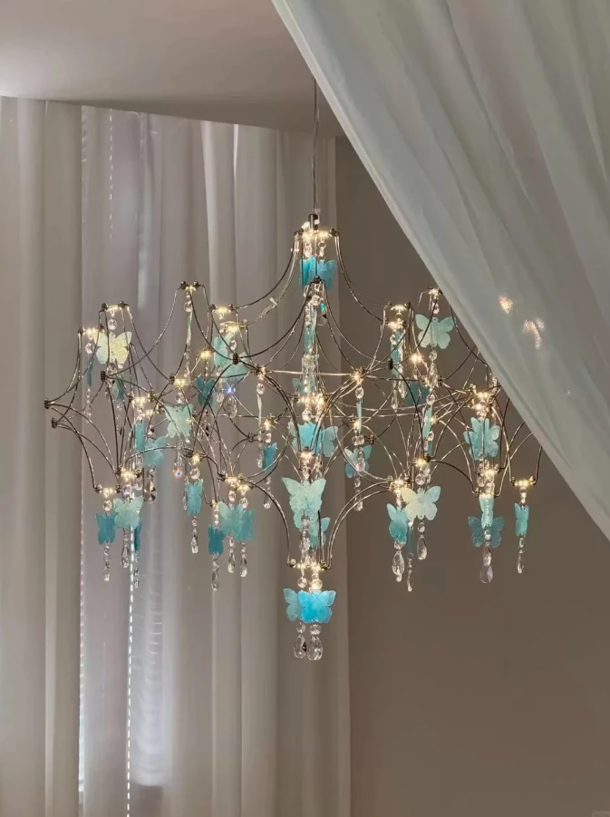 French Vintage Light American Retro Butterfly Shell Bedroom Dining Room Dressing Room Living Room Decoration Pendant Light Led