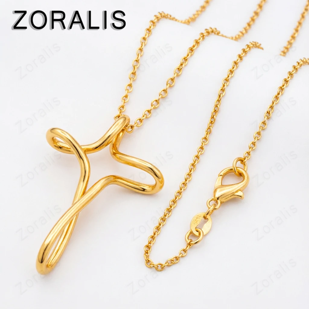 

18K Gold Woman 16/18/20/22/24/26/28/30 Inch Chain Cross Pendant Necklace Fashion Wedding Engagement Birthday Jewelry