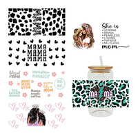 3D UV DTF Transfers Stickers, Cup Wraps, Printed for DIY Glass, Ceramic Metal Leather, Mother's Day, 16oz D9526