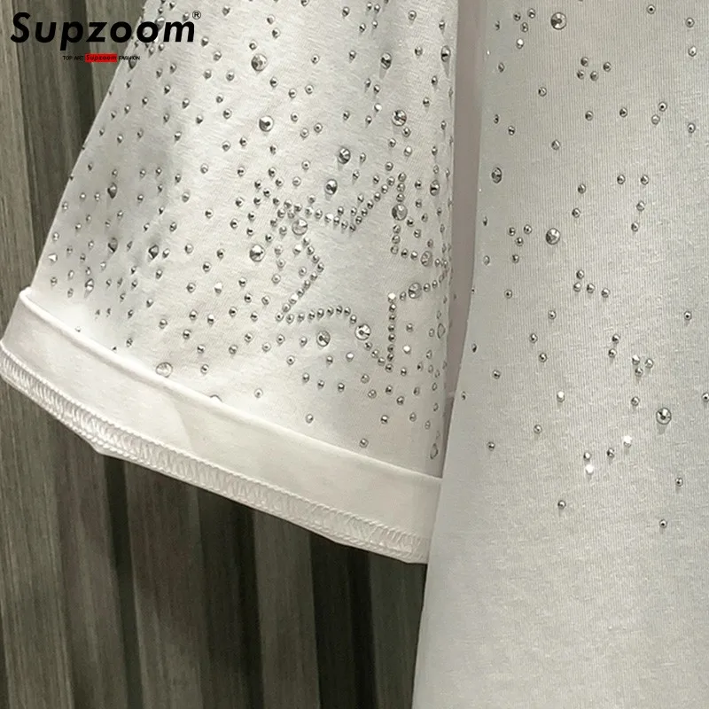 Supzoom New Arrival Summer Light Luxury Star Hot Rhinting Neutral Short O-neck Casual Heavy Texture Cotton Ins Loose Men Tshirt