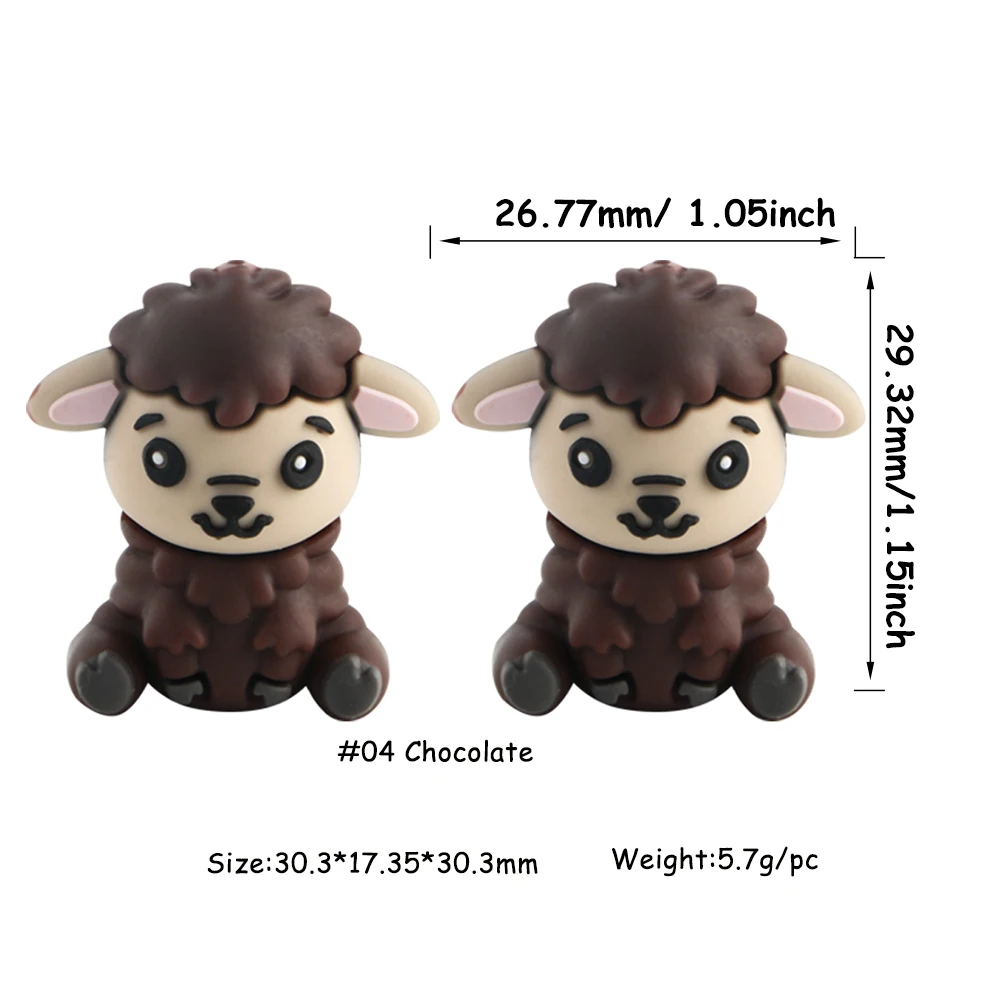 8 stks/partij 3D Model Cartoon Teddybeer Geit Dier Siliconen Kralen Voor Sieraden Maken DIY Armband Sleutelhanger Beadable Pen Accessorie