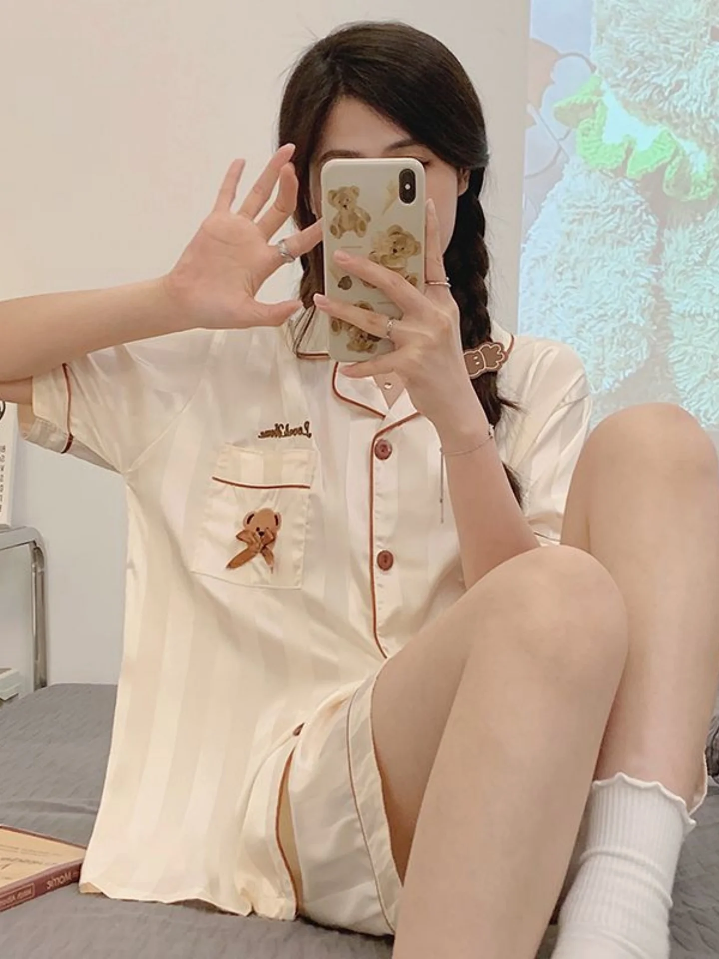 pigiama-stile-coreano-con-stampa-orso-maniche-corte-e-pantaloncini-set-due-pezzi-per-donna-primaverile-casual-e-comodo