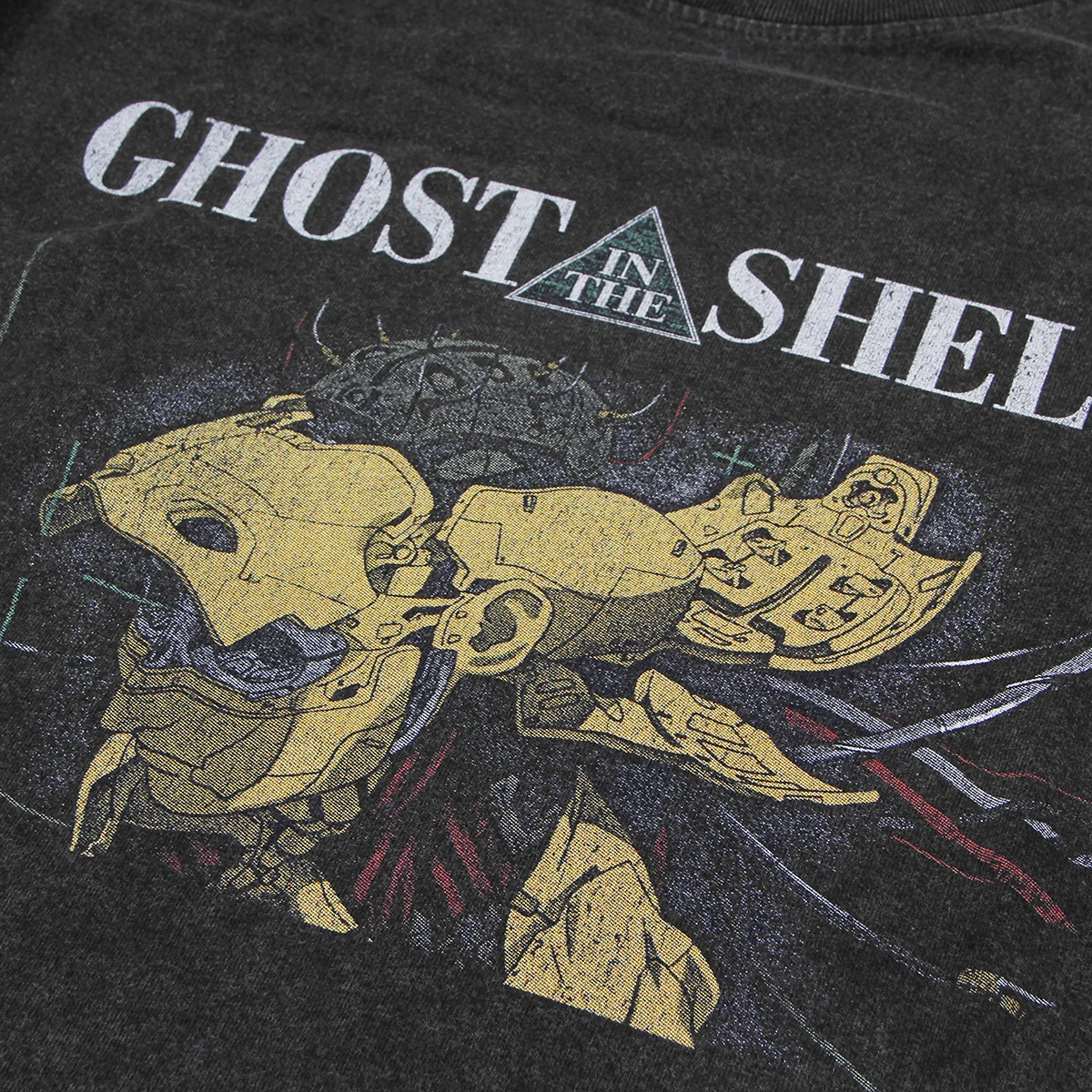 Ghost in the Shell T-Shirt Japanese Anime Masamune Shirow Akira Washed Loose Drop Shoulder Retro Men Summer Cotton Tee Shirt