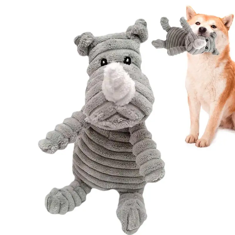 Rhino Chew Toy For Dogs Dog Squeak Toys Dog Treat Toy Squeaky Plush Dog Toy With Sound Producing Device Unique Plush Toys