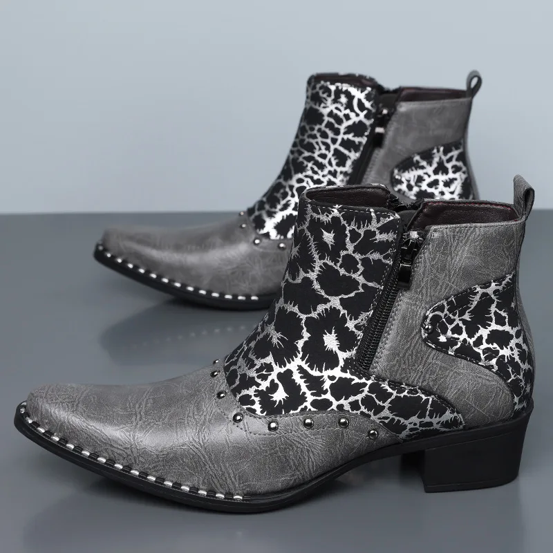 Large-sized men's brogues high-top leather shoes, Chelsea boots for men autumn boots M051 - view 3