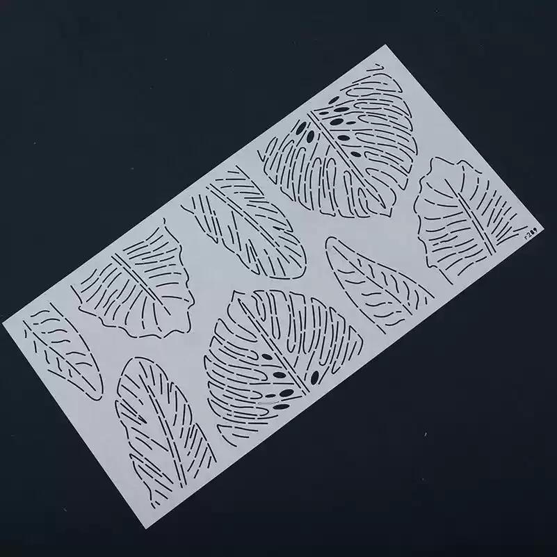 

Banana Leaf Pattern Embroidery Sashiko Stencils Reusable PET quilting template for Embroidery, Home hat Decor,Fabric Crafts