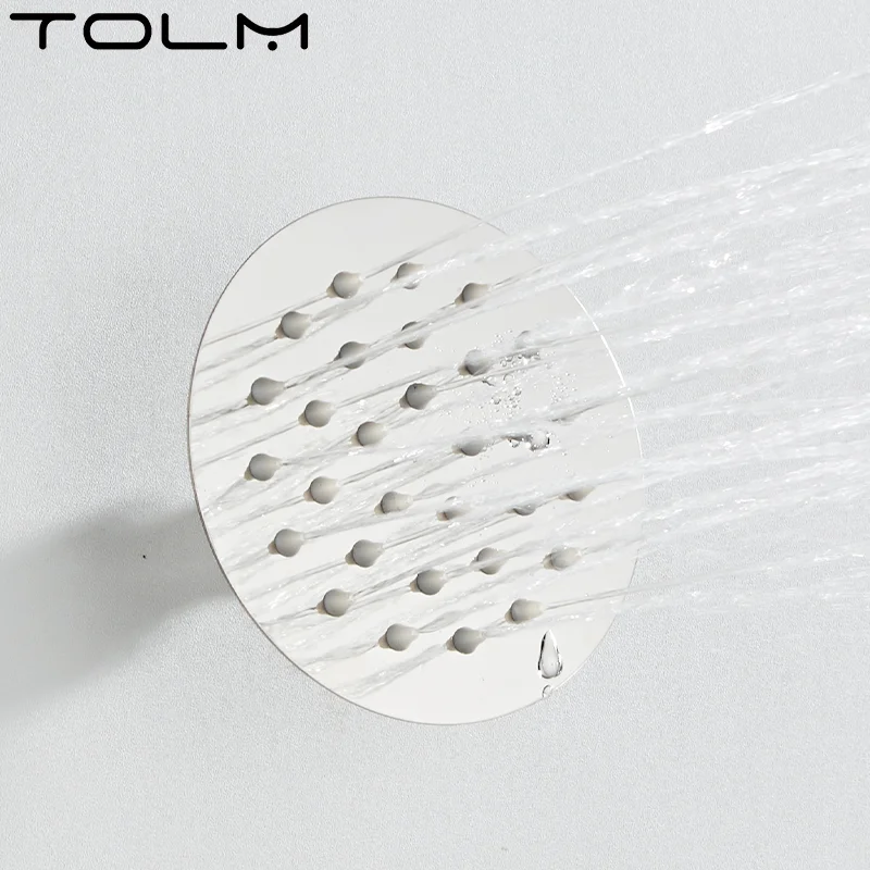 Tolm Stainless Steel Round Rainfall Shower Head Top Sprayer High Pressure Round Ultra-Thin Showerheads 4/6/8 Inch Chrome Finish