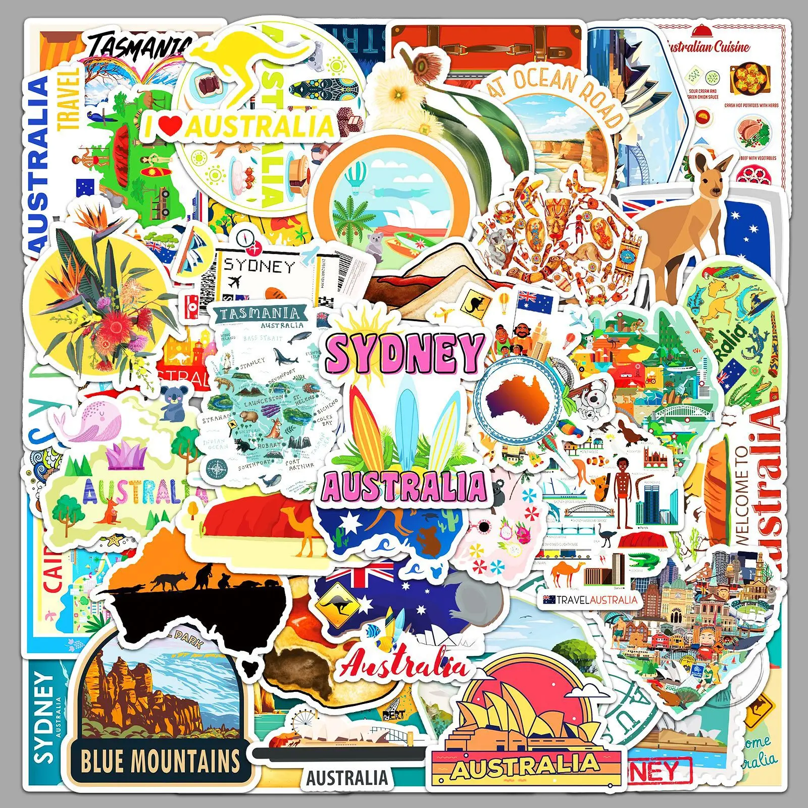 

10/30/50Pcs Australian Graffiti Stickers Outdoor Travel Personalized Decorative Stickers DIY Guitar Water Cup Skateboard