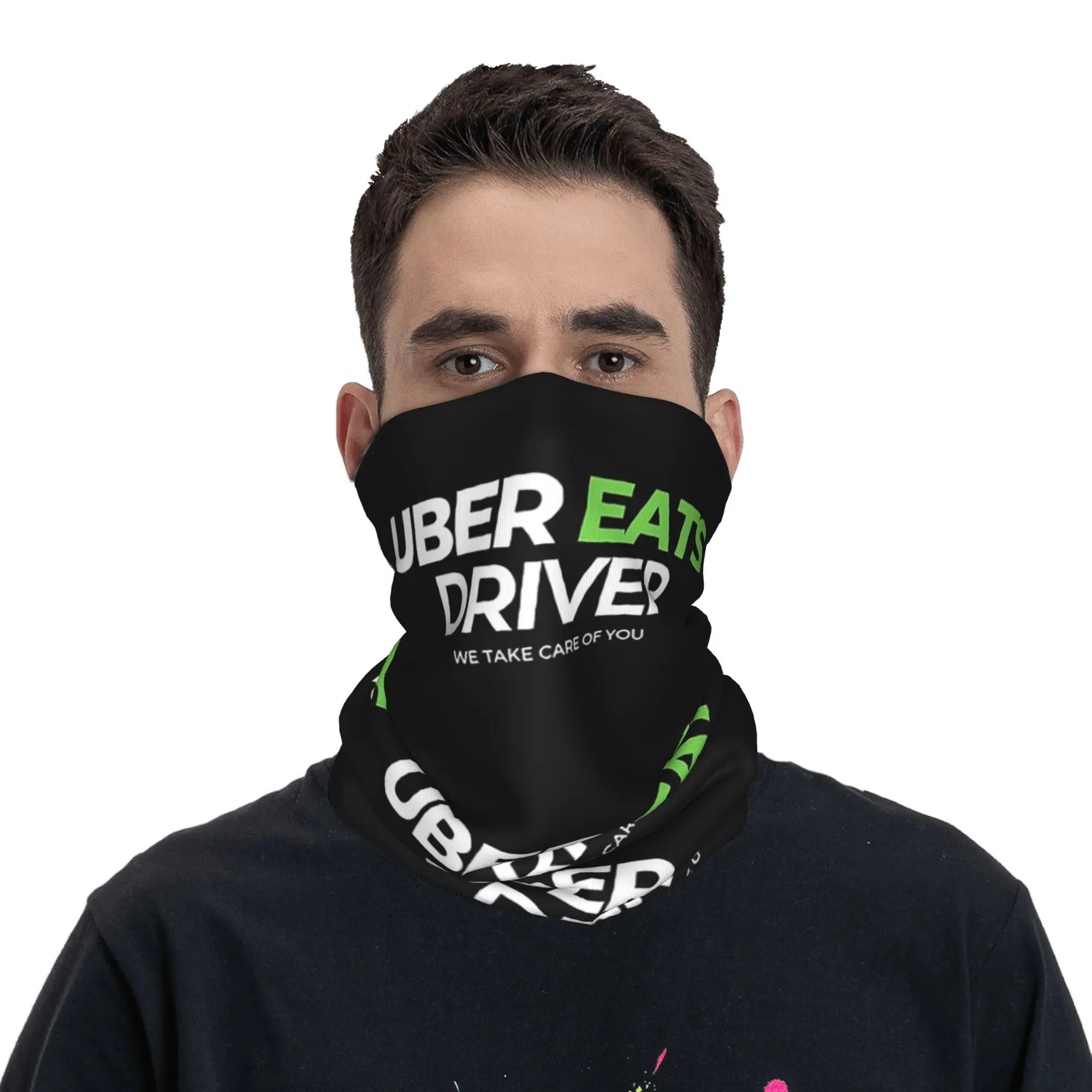 Uber Eats Driver Logo سائق توصيل الطعام باندانا غطاء الرقبة المطبوعة التفاف قناع وشاح قناع الوجه الدافئ المشي لمسافات طويلة الصيد الرجال النساء
