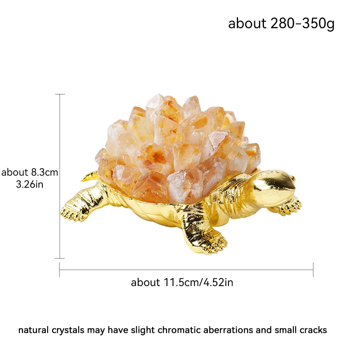 1PC Natural Crystal Animal Figurines Tortoise Turtle Citrine Cluster Handmade Ornaments Home Decoration Crafts