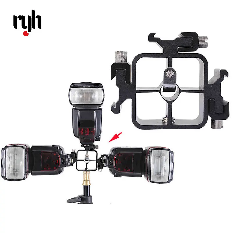 3 in 1 Triple Hot Shoe Tri-Hot Shoe Mount Adapter for Flash Holder Bracket Light Stand Umbrella Holder Bracket