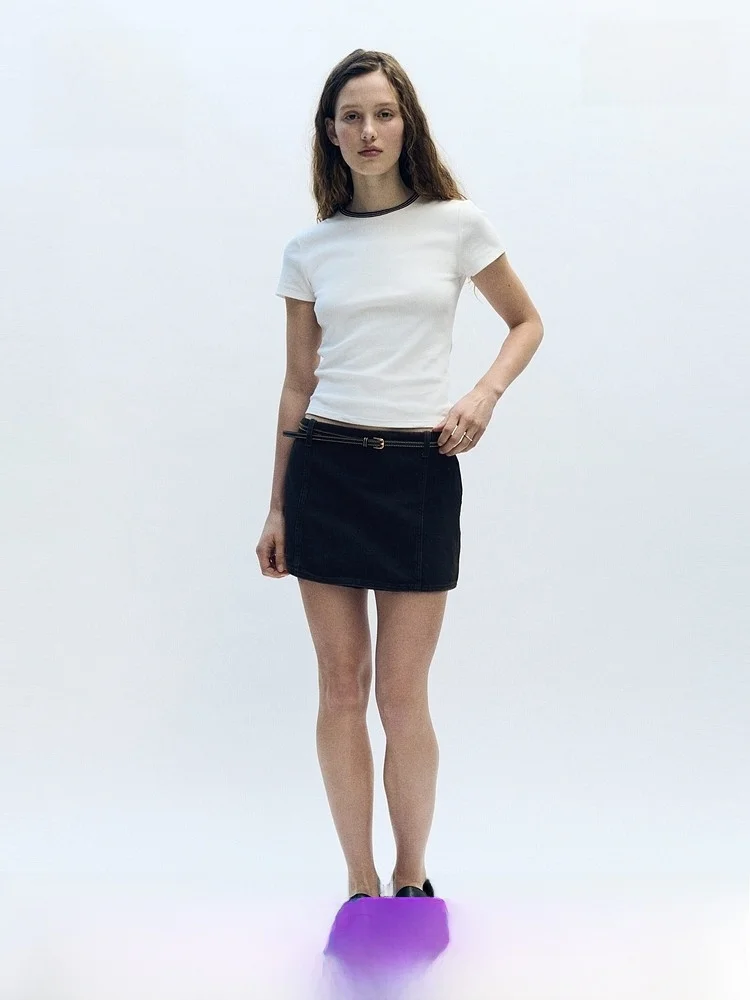 

Новые летние женские джинсовые юбка-брюки H&M: прямые, из хлопка, с естественной талией, укороченные, модные женские брюки