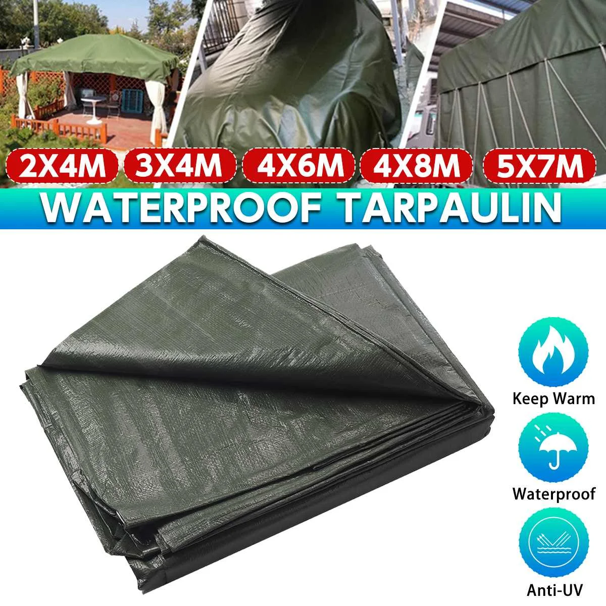 

PE Tarpaulin Waterproof Sun Shelter Sunshade Protection Outdoor Canopy Garden Patio Pool Shade Sail Awning Camping Shade Net