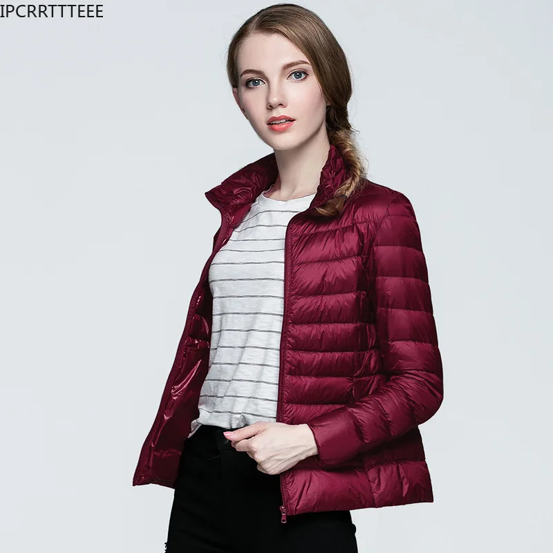 2021 frauen Herbst Winter Neue Ultra Licht Weiße Ente Unten Jacke Schlank Frauen Frühling Puffer Jacke Tragbare Winddicht Unten Mantel