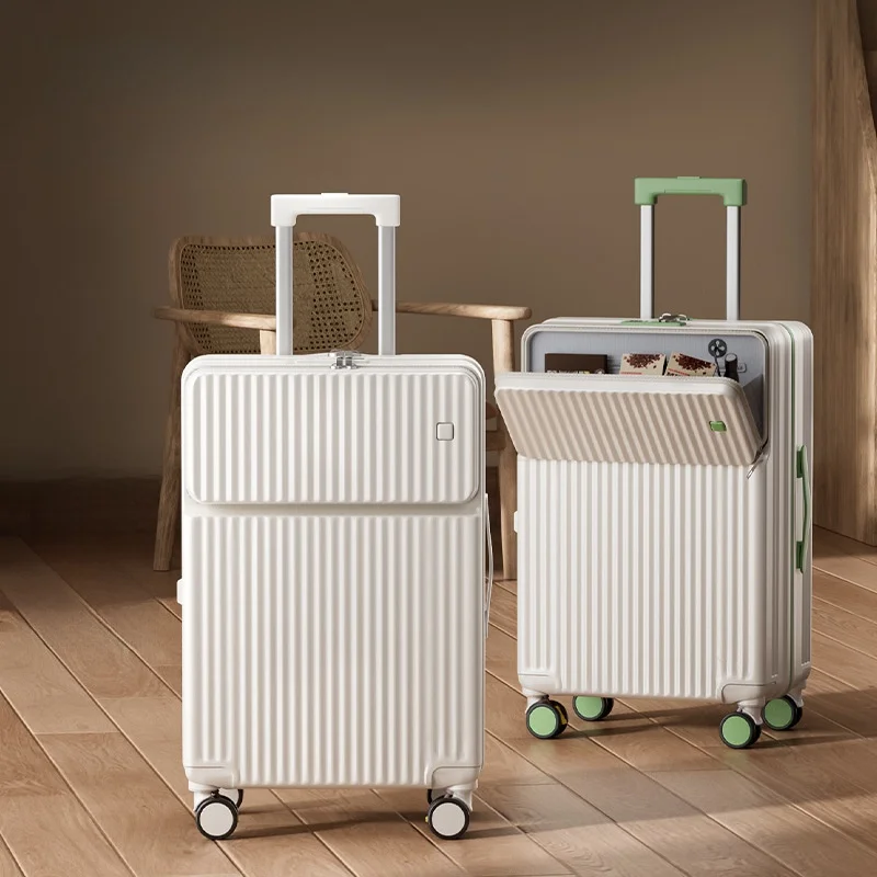 

Чемодан с фронтальным открытием, прочный материал ABS+PC, с кодовым замком, мужской стиль, ручная кладь, повседневный дизайн для путешествий