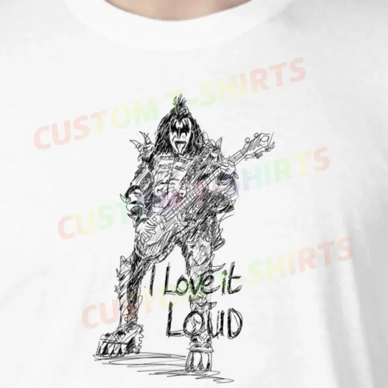 

255 95_Gene_Simmons_–_Kiss Fans' comic-style hand-drawn pattern T-shirts for both men and women in summer