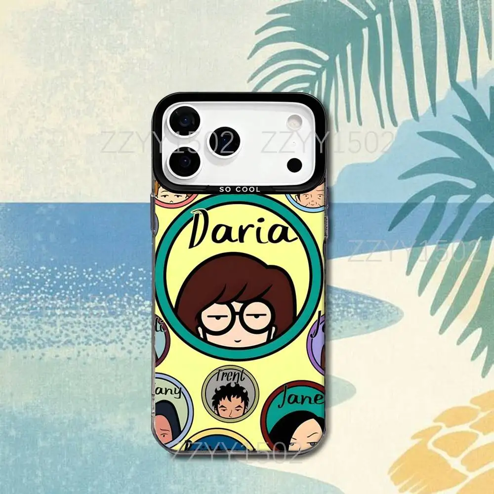 Etui na telefon Cartoon D-Daria do iPhone'a 17, 16, 15, 14, 13, 12, X, 8, Pro, Max, Plus, SE4, Air, Mini HD Black IMD Matte