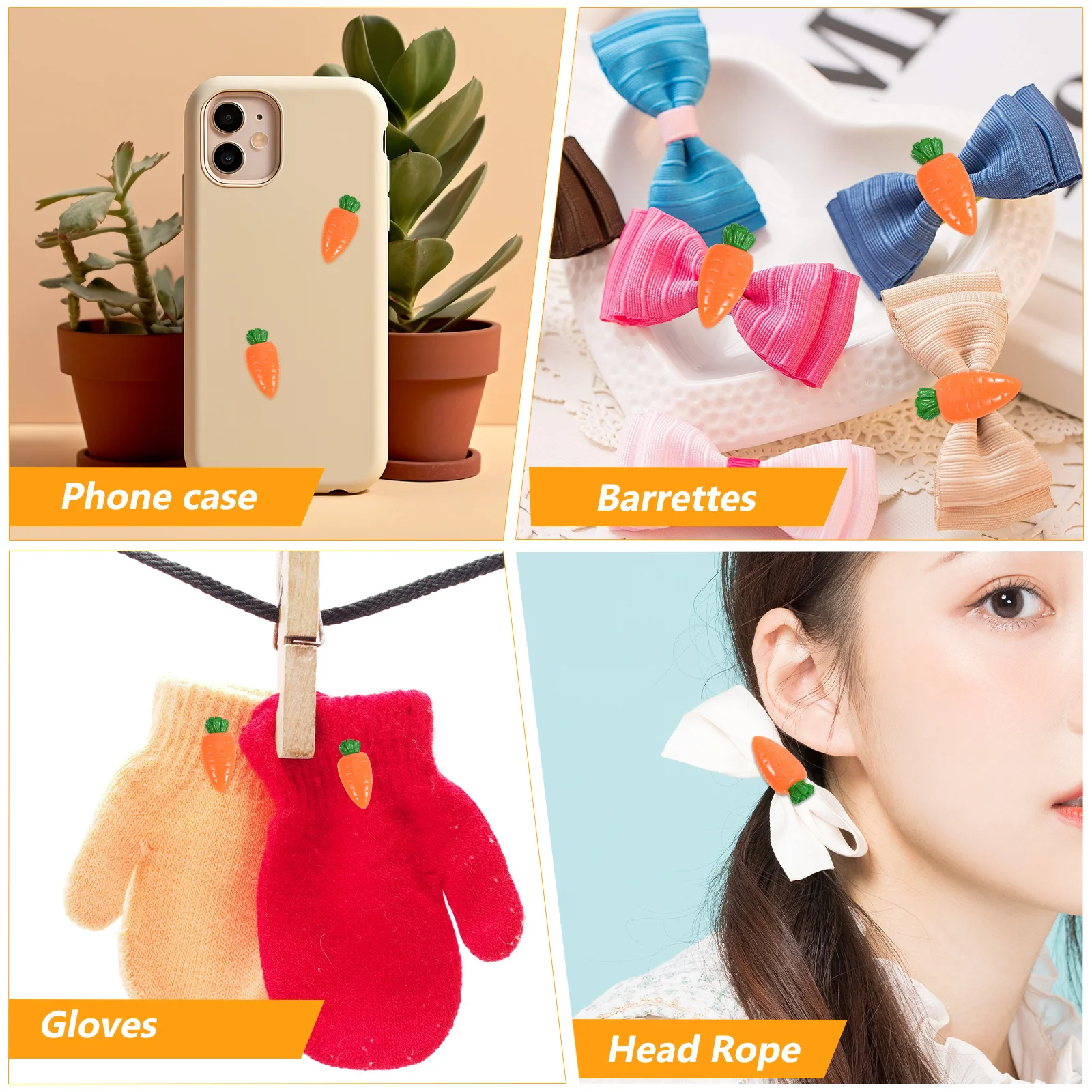 

20Pcs Realistic Resin Carrot Charms DIY Craft Supplies for Phone Case Jewelry Making Flatback Resin Carrot Cell Phone Craft