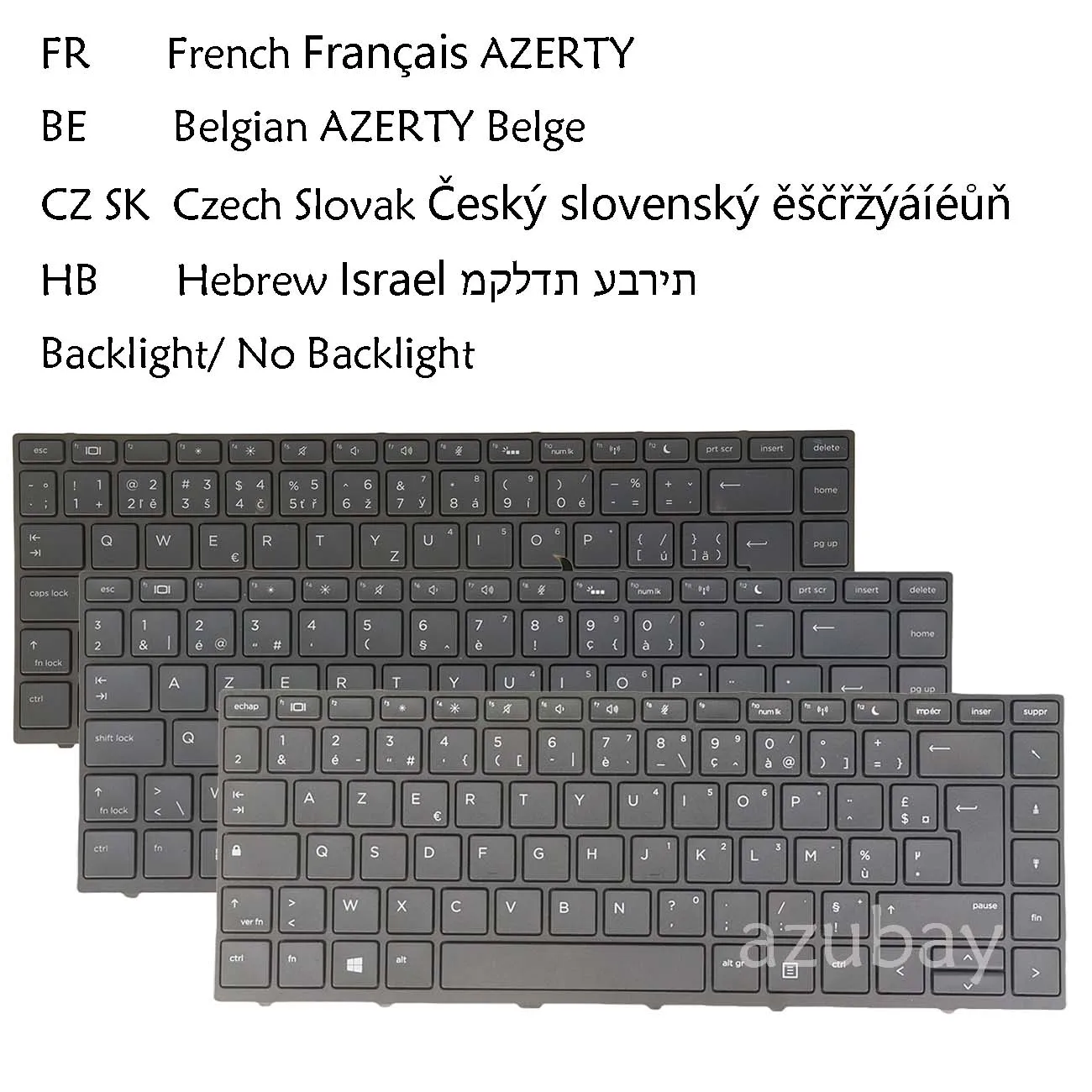 Belgian French AZERTY Hebrew Czech Slovak Laptop Keyboard for HP Probook 430 G5, 440 G5, 445 G5, ZHAN 66 Pro G1, Backlit /No