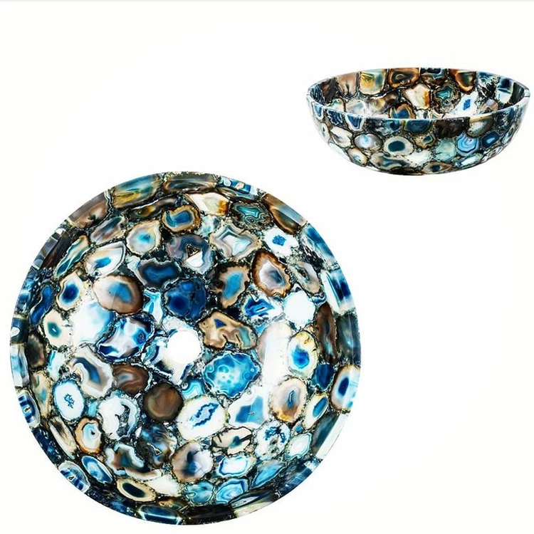 High Quality Marble Bathroom sink Agate Semi-precious Stones Hand Wash Basin