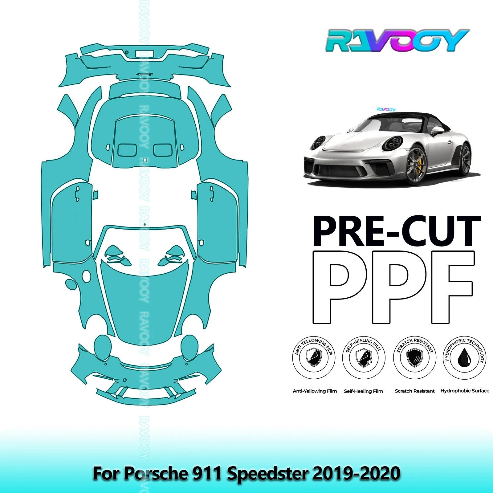 

8.5Mil Precut PPF Paint Protection Film Full Vehicle Clear Bra For Porsche 911 Speedster 2019-2020