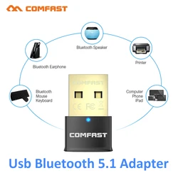 Adaptador Bluetooth USB BT 5,1, Receptor inalámbrico, altavoz, transmisor de archivos, Dongle, portátil, auricular BLE