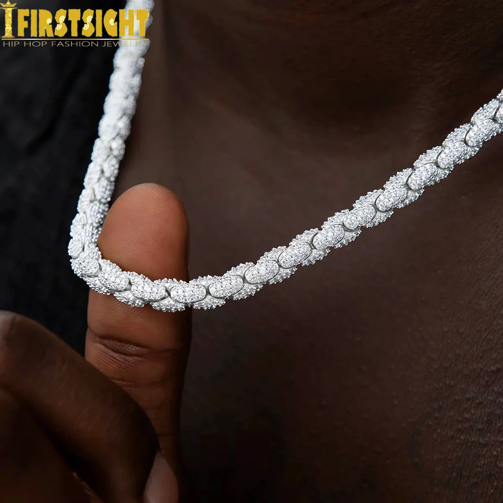 Iced Out Bling Zircon Pave Reptile Snake Chain CZ Miami Box Clasp Cuban Link Chain Necklace Hip Hop Fashion Men Jewelry