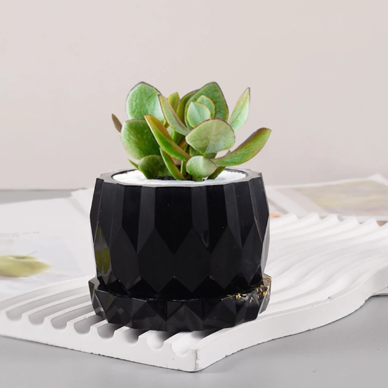 Geometric Concrete Silicone Vase Mold Succulent Flowerpot Cement Plaster Mould