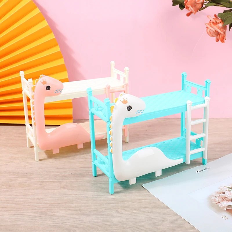 1Pcs Dollhouse Miniature Dinosaur Doll Bunk Bed Double Bed Model DIY Scene Accessories