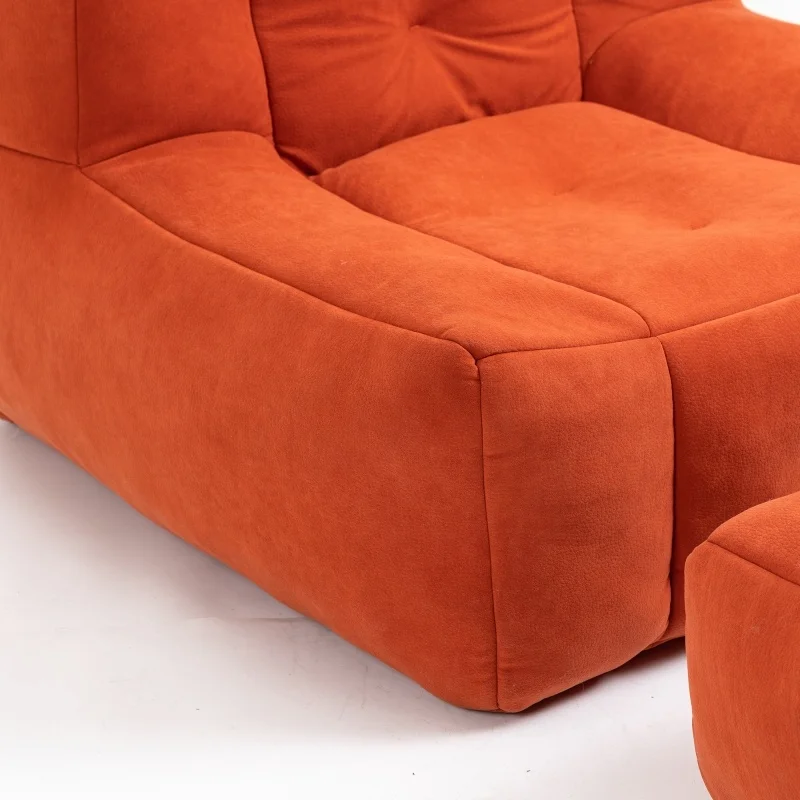 #Factory Customized Modern Velvet Cover Bean Bag Sofa High Density Foam Filled Extendable Reclining One Footrest Compressed